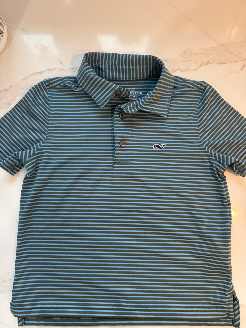 Vineyard Vines Boys Teal and Light Blue Striped Polo